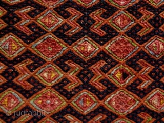 Very Fine Uzbekh Soumakh Torba
Size: 109x43cm
Natural colors, made in circa 1910/20                      