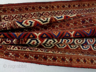 Turkmen Prayer Rug
Size: 86x127cm
Natural colors, made in circa 1910, there is glue at the edges and the a area (see picture 12)           