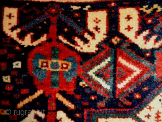 Kamseh Bagface
Size: 73x71cm (2.4x2.4ft)
Natural colors, made in circa 1910, there are old repairs and stitches                  