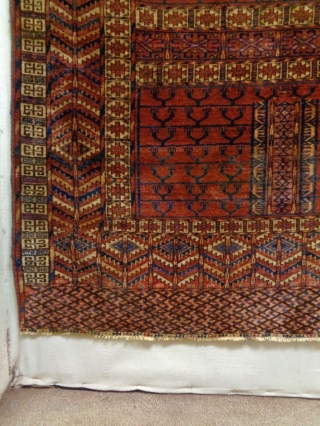 Turkmen Ensi
Size: 127x139cm
Natural colors, made in circa 1910, there are moth bites at small areas (see picture 10 and 11)             