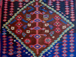 Tribal Bijar Kelim
Size: 117x190cm
Natural colors, made in period 1910, there are two small old repairs (see picture 8)               