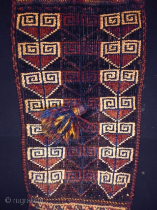 Tribal Nomad Belouch
Size: 29x59cm (1.0x2.0ft), the fringe is 31cm
Natural colors, made in circa 1910/20                   