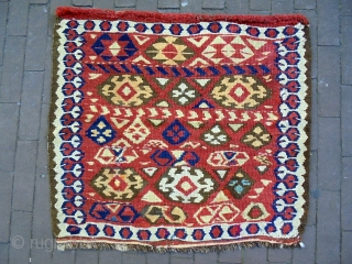 Monastir/Kurdish Kelim Bagface
Size: 75x66cm
Natural colors, made in period 1910, there is old repair                    