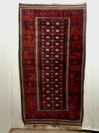 Full Pile Baluch
Size: 120x215cm
Natural colors, glossy wool, made in circa 1910                      