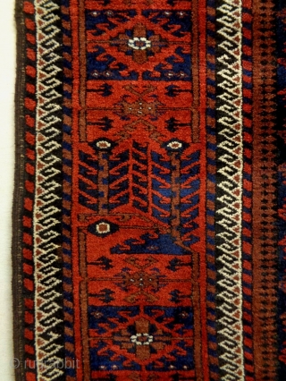 Full Pile Baluch
Size: 120x215cm
Natural colors, glossy wool, made in circa 1910                      