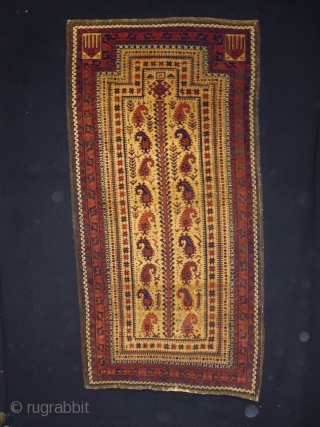 Special Belouch Prayer Rug
Sizr: 85x167cm (2.8x5.6ft)
Natural colors, made in circa 1910/20, the brown color is oxidation                 