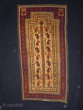 Special Belouch Prayer Rug
Sizr: 85x167cm (2.8x5.6ft)
Natural colors, made in circa 1910/20, the brown color is oxidation                 