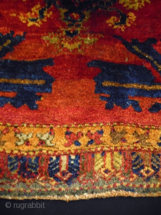Karapinar Yastik
Size: 59x91cm (2.0x3.0ft)
Natural colors (except the red color is not natural), made in circa 1910, some small holes.              