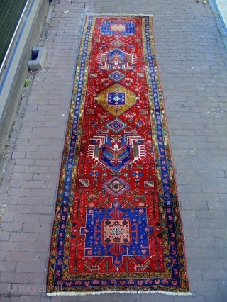 Karaja Runner
Size: 93x325cm
Natural colors, wool on wool, ,made in circa 1910, there are two old repairs at the headends.              