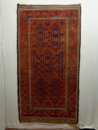 1880 Timuri Baluch
Size: 100x190cm
Natural colors, there are glue at the back side of the edges and the headends.               