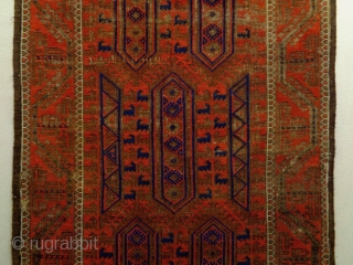 1880 Timuri Baluch
Size: 100x190cm
Natural colors, there are glue at the back side of the edges and the headends.               