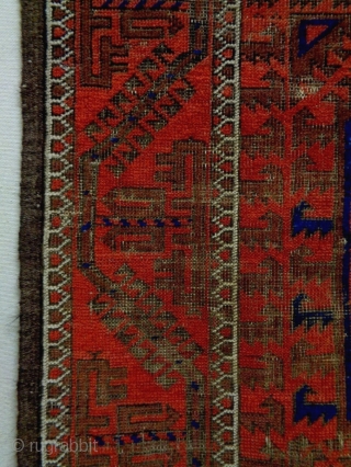 1880 Timuri Baluch
Size: 100x190cm
Natural colors, there are glue at the back side of the edges and the headends.               