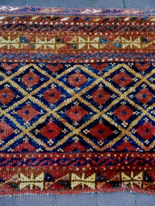 Turkmen Torba
Size: 110x34cm
Natural colors (except the apricot color is a bit faede), made in period 1910.                 