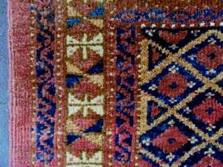 Turkmen Torba
Size: 110x34cm
Natural colors (except the apricot color is a bit faede), made in period 1910.                 