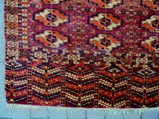 Tekke Cuval
Size: 107x63cm
Natural colors (except the orange color), made in period 1910                     