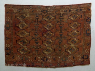 1850 Turkmen Cuval Fragment
Size: 104x75cm (3.5x2.5ft)
Natural colors                          