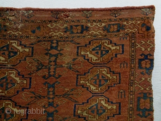 1850 Turkmen Cuval Fragment
Size: 104x75cm (3.5x2.5ft)
Natural colors                          