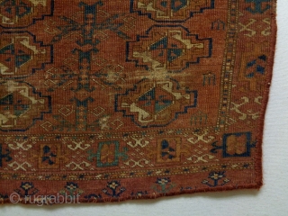 1850 Turkmen Cuval Fragment
Size: 104x75cm (3.5x2.5ft)
Natural colors                          