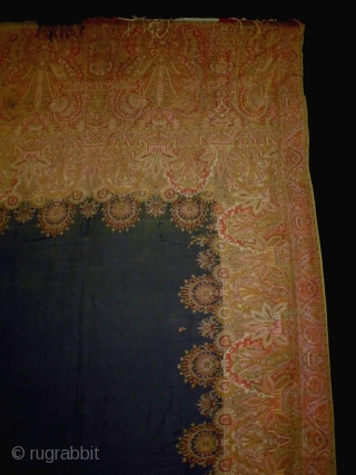 1870/80 Textile
Size: 169x331cm (6.0x11.0ft)
The fringe is silk, the back is covered with black cloth                   