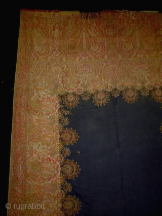 1870/80 Textile
Size: 169x331cm (6.0x11.0ft)
The fringe is silk, the back is covered with black cloth                   