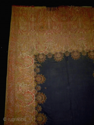 1870/80 Textile
Size: 169x331cm (6.0x11.0ft)
The fringe is silk, the back is covered with black cloth                   