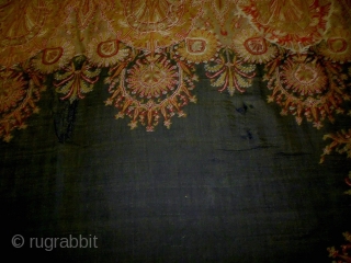 1870/80 Textile
Size: 169x331cm (6.0x11.0ft)
The fringe is silk, the back is covered with black cloth                   