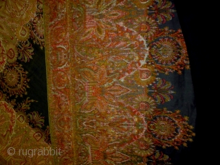 1870/80 Textile
Size: 169x331cm (6.0x11.0ft)
The fringe is silk, the back is covered with black cloth                   