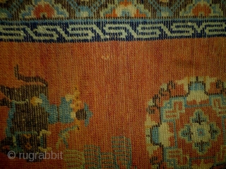 Chinese Rug
Size: 60x124cm (2.0x4.1ft)
Natural colors, made in circa 1920, there are old repairs.                    