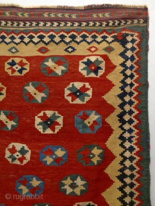 19th Century Nomad Qasqhay Kelim
Size: 140x200cm (4.7x6.7ft)
Natural colors, the condition is good, no repair.                   