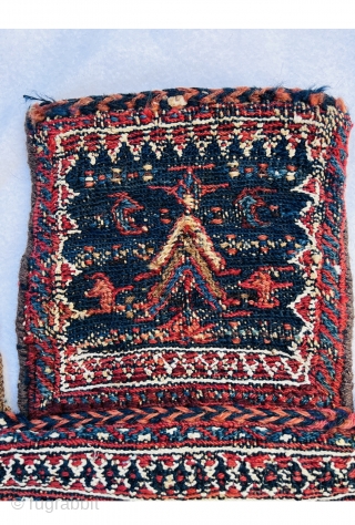  Beautiful Luri Bakhtiyai Saltbag sumak technique 1880 circa all good colors and very good condition 60x48cm                