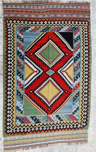 beautiful Qashqai Kilim circa1890 all good colors and perfect condition wool on wool size235x150cm                   