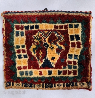 beautiful Qashqai Gabbeh chanteh circa 1900 all colors are natural and perfect condition size 24x26cm                  