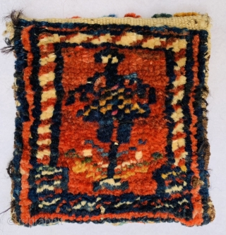 Small beautiful bakhtiyari bag with the figure of a woman, circa 1880 size 14x13cm                   