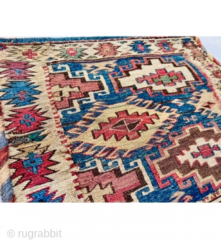 Miyaneh hashtrood shahsevan sumac bag circa 1880 all good natural colors and very good condition size 40×45cm wool on wool             