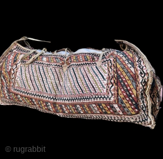 complete and in very good codition Luri Bakhtiyai Mafrash circa 1880 all colors are natural and all embroidery on Cotton,All the straps are made of leather and the buckles are made of  ...