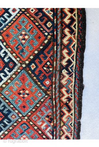  kurdish Quchan soumac Balisht circa 1880 all good natural colors and perfect condition wool on wool,size55x35cm                