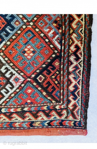  kurdish Quchan soumac Balisht circa 1880 all good natural colors and perfect condition wool on wool,size55x35cm                