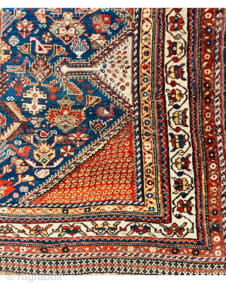 Beautiful Qashqai rug circa 1880 all  good natural dyes,without any repairs low pile  In some places in the center,size 210x140cm. Wool on wool        