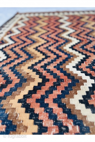 Afshar sofreh zig zag 3D design circa 1890/1900 all good natural dyes and in good  condition,White color is all cotton...size 110x96cm           