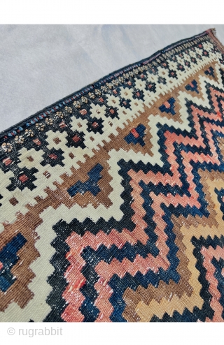 Afshar sofreh zig zag 3D design circa 1890/1900 all good natural dyes and in good  condition,White color is all cotton...size 110x96cm           