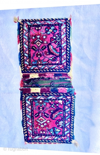 Small Kurdish BIJAR khorjin circa 1900 in perfect condition size56c24cm                       