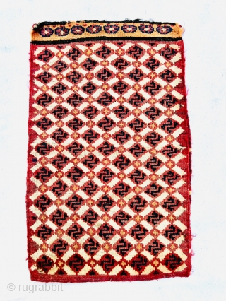 Very fine Qashqai spoon bag circa 1880 all good natural colors and perfect condition size 42x26cm                 