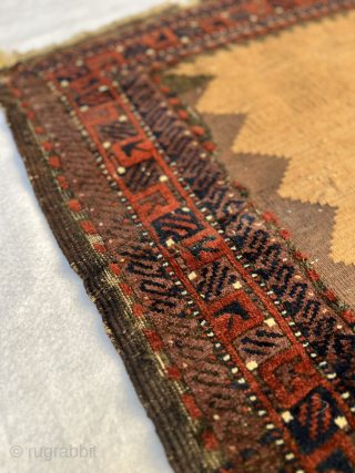 Antique Baluch Sofreh with 2 techniques part knotted and kilim circa 1880 all good colors and good condition,size 115x95cm.              