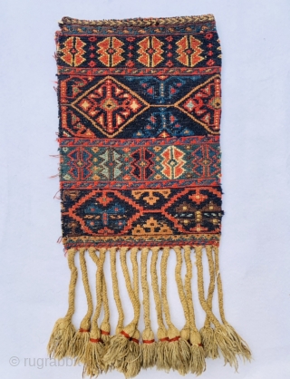 beautiful double face Afshar spoon bag sumak circa 1890 wool on wool,all good colors and perfect condation,size 60x29cm               