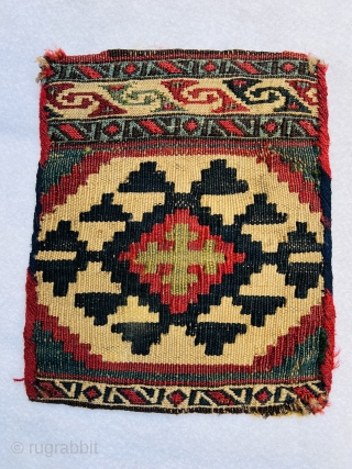 Shahsevan chanteh 1880 circa with two techniques kilim and sumak in very good condition•••size 25x20cm                  