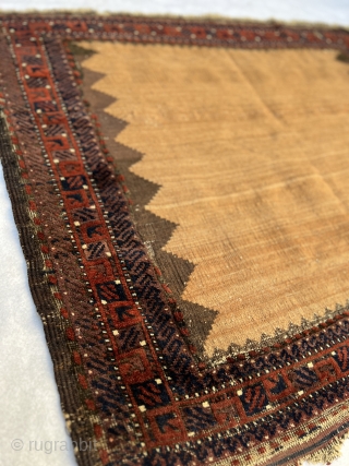 Antique Baluch Sofreh with 2 techniques part knotted and kilim circa 1880 all good colors and good condition,size 115x95cm.              