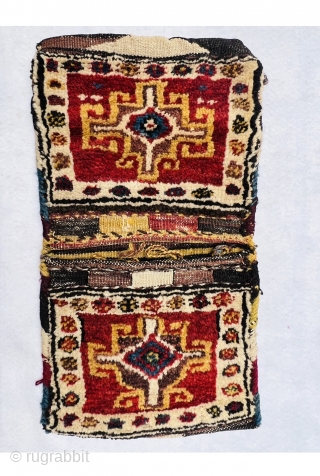 Beautiful Lori Qashqai small khorjin circa 1880 all good natural colors and very good condition size55x30cm                 