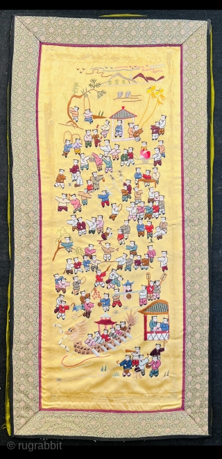 antique Chinese silk brocade textile 64x30cm                           