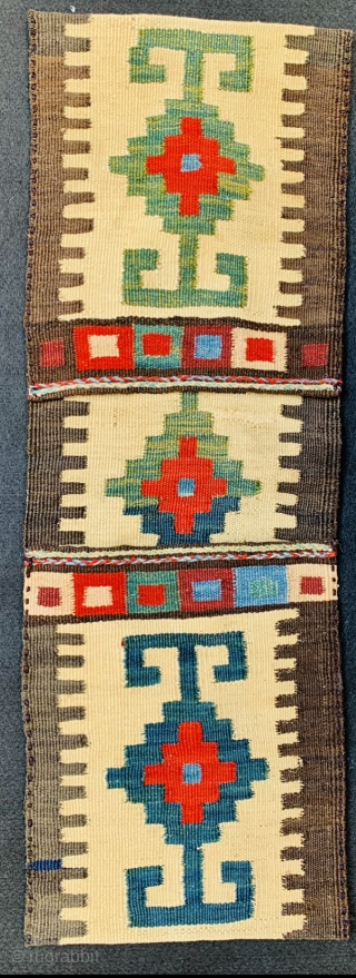 beautiful small shahsevan kilim khorjin all good natural colors and very good in very good condition size80x24cm                