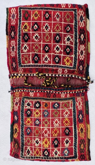 Qashqai flatwoven small Khorjin 1880 circa all good colors and very good condition size 55x30cm                  